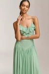De La Vali Harmattan Ruffled Georgette Maxi Dress In Green