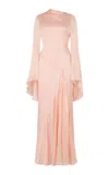 De La Vali Hausos Draped Satin Maxi Dress In Pink