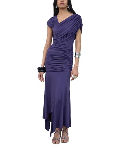 De La Vali Hela Asymmetric Midi Dress In Purple
