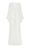 De La Vali Helia Tie-front Cotton Kimono In White