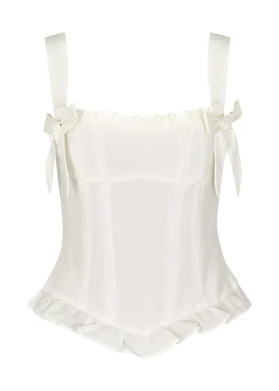 De La Vali Ibienca White Corset Top In Neutral