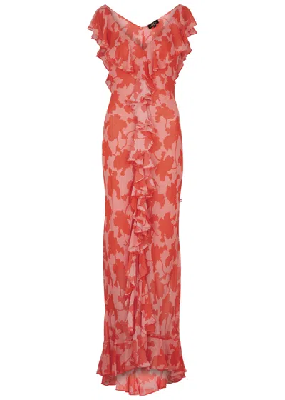 De La Vali Jolene Printed Chiffon Maxi Dress In Pink