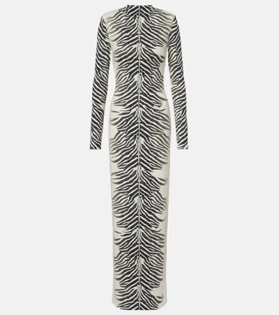 De La Vali Kari Zebra-print Maxi Dress In Sand