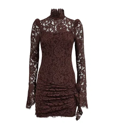 De La Vali Lace Bodita Mini Dress In Brown