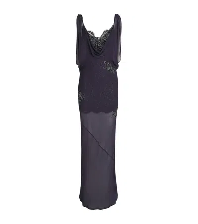 De La Vali Lace Emerald Maxi Dress In Multi