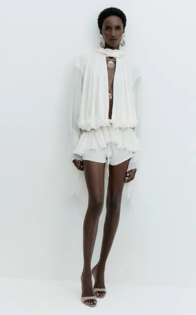 De La Vali Lavinia Lace Mini Shorts In Ivory