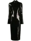 De La Vali Lazarus Sequined Midi Dress In Black