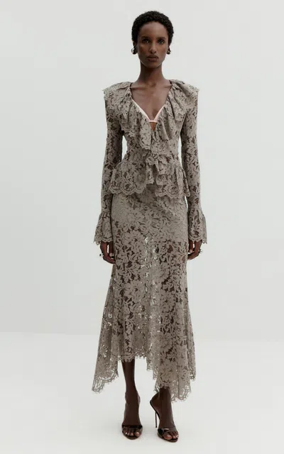 De La Vali Limonite Cotton-blend Lace Top In Grey