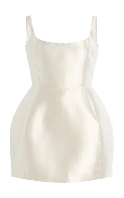 De La Vali Lola Structured Twill Mini Dress In Ivory