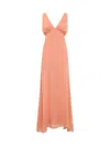 De La Vali Moss Ruched Chiffon Maxi Dress