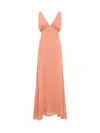 De La Vali Moss Ruched Chiffon Maxi Dress In Orange