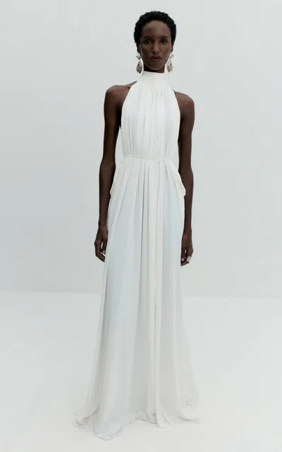 De La Vali Luminara High-neck Maxi Dress In Ivory