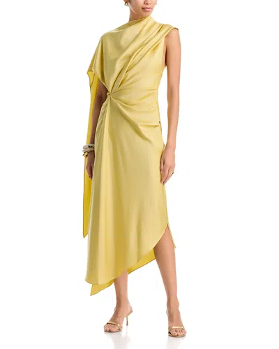 De La Vali Lunessa Asymmetric Draped Midi Dress In Multi