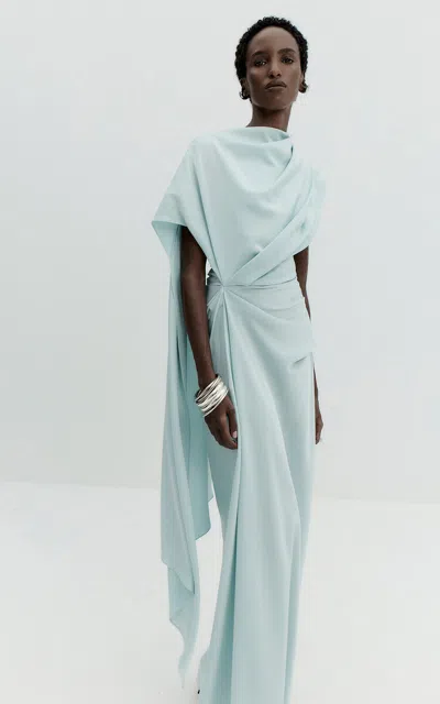 De La Vali Lunessa Pleated Maxi Dress In Light Blue