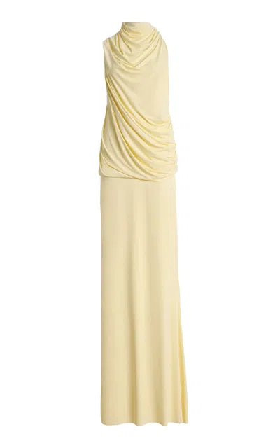 De La Vali Lurna Ruched Maxi Dress In Yellow