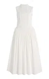 De La Vali Lusiva Cotton Midi Dress In White
