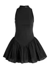 De La Vali Luvisa Cotton-poplin Mini Dress In Black