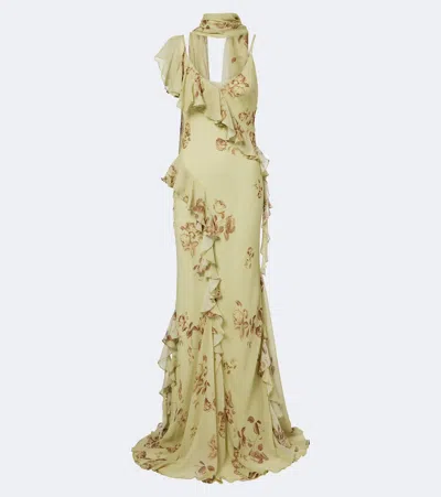 De La Vali Mayara Floral Georgette Maxi Dress In Nude