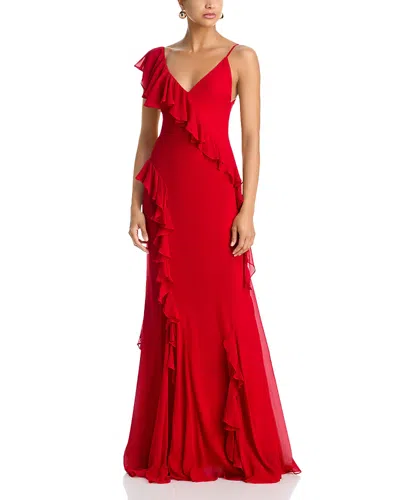De La Vali Mayara Ruffle Maxi Dress In Red