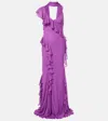 De La Vali Mayara Ruffled Georgette Maxi Dress In Purple