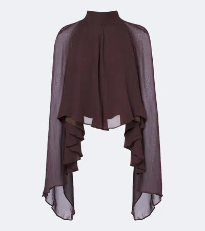 De La Vali Mia Chiffon Top In Brown