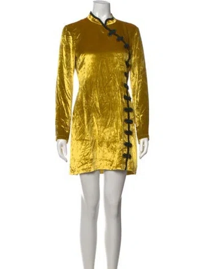 Pre-owned De La Vali Mini Dress In Yellow