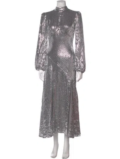 Pre-owned De La Vali Mock Neck Long Dress W/ Tags In Gray