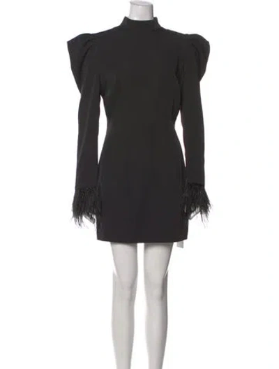 Pre-owned De La Vali Mock Neck Mini Dress In Black
