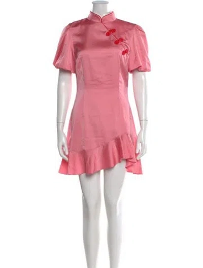 Pre-owned De La Vali Mock Neck Mini Dress In Multi