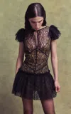 De La Vali Nephele Flared Lace Mini Dress In Black