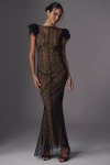 De La Vali Nephele Lace High-neck Maxi Dress In Black