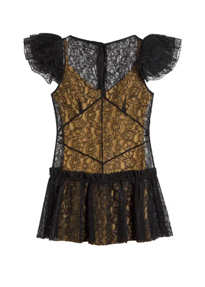 De La Vali Nephele Ruffled Lace Mini Dress In Multi