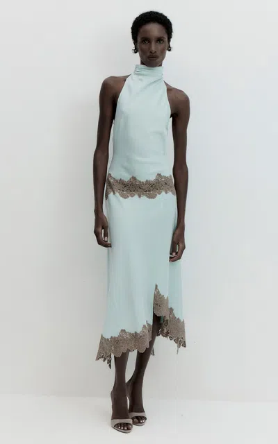 De La Vali Nevada High-neck Midi Dress In Light Blue