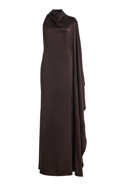 De La Vali Odaluna Crepe De Chine Maxi Dress In Brown