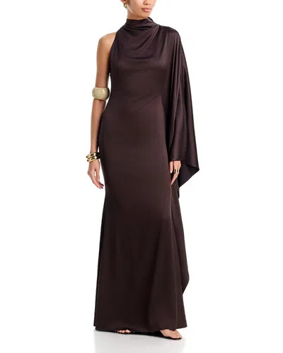 De La Vali Odaluna One Sleeve Column Dress In Brown