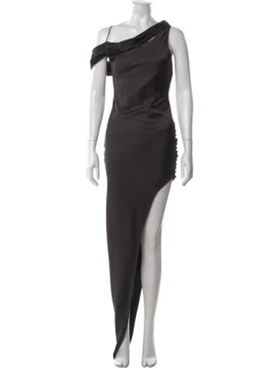 Pre-owned De La Vali One-shoulder Long Dress In Gray