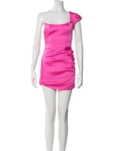 Pre-owned De La Vali One-shoulder Mini Dress In Pink