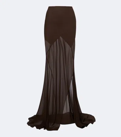 De La Vali Oryx Georgette Maxi Skirt In Brown
