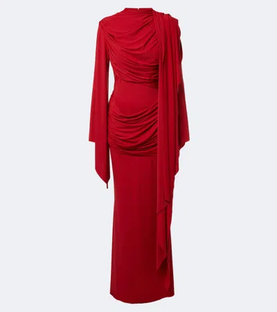 De La Vali Perisa Draped Jersey Maxi Dress In Red