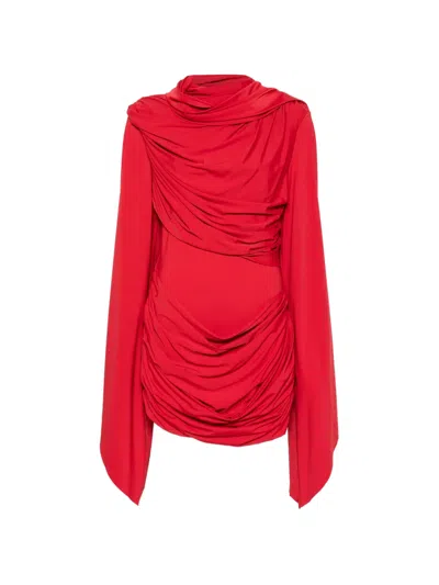 De La Vali Perisa Draped-detail Mini Dress In Red