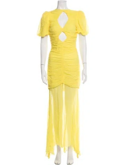 Pre-owned De La Vali Plunge Neckline Long Dress W/ Tags In Yellow