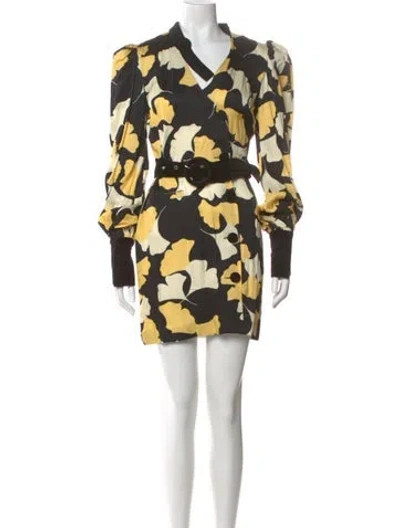 Pre-owned De La Vali Printed Mini Dress W/ Tags In Green