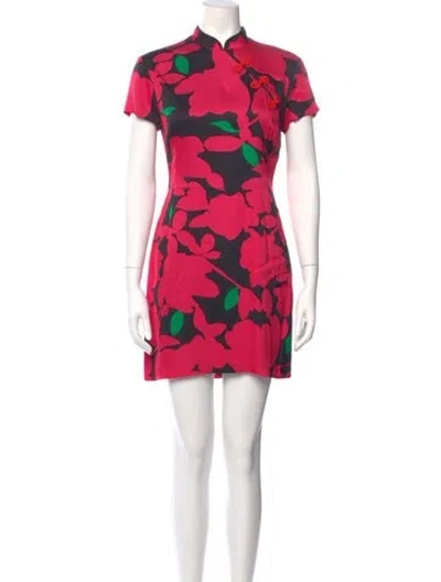 Pre-owned De La Vali Printed Mini Dress W/ Tags In Pink