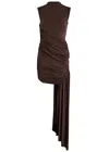 De La Vali Ravenna Draped Stretch-jersey Mini Dress In Chocolate