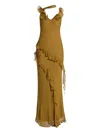 De La Vali Ruffled Dress In Brown