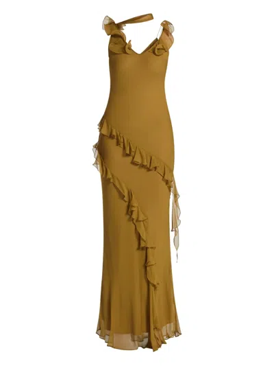 De La Vali Ruffled Dress In Brown
