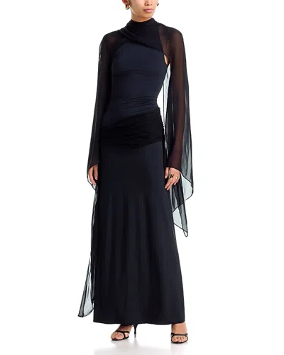 De La Vali Sabela Detachable Bolero Column Dress In Black