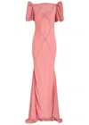 De La Vali Sabia Panelled Chiffon Maxi Dress In Pink
