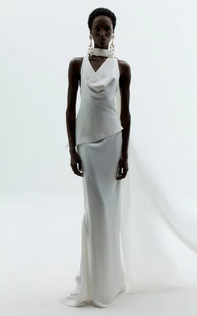 De La Vali Sel Cowl-neck Top With Scarf In Ivory