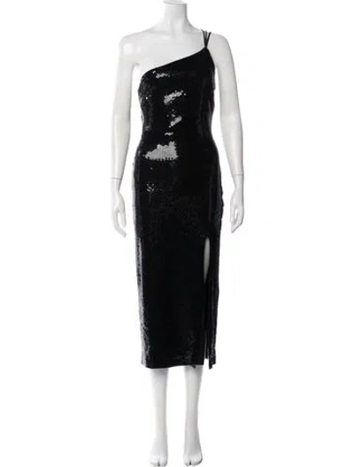 Pre-owned De La Vali Sequin Midi Length Dress In Black